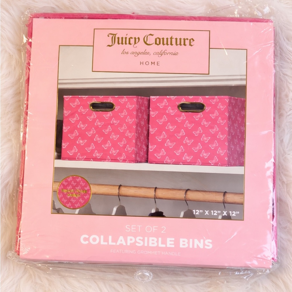 Juicy Couture Pink Butterfly Storage Bins